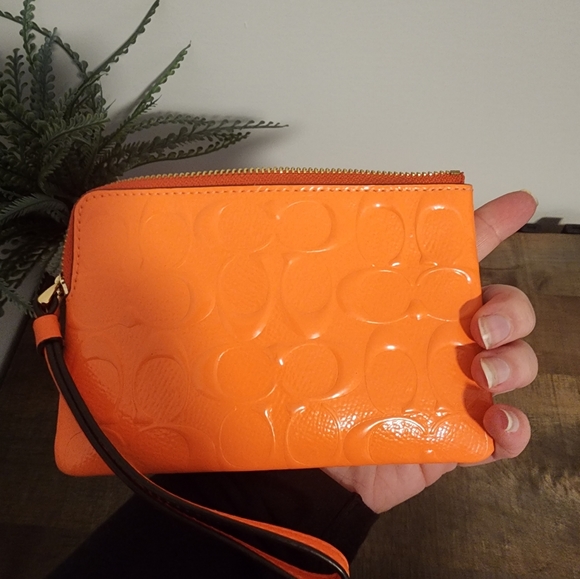 Coach bright orange wristlet - Picture 3 of 3